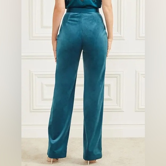 New Marciano by Guess Lilli Blue Opal Velvet Wide Leg Pants Trousers MSRP $200 - Picture 4 of 13